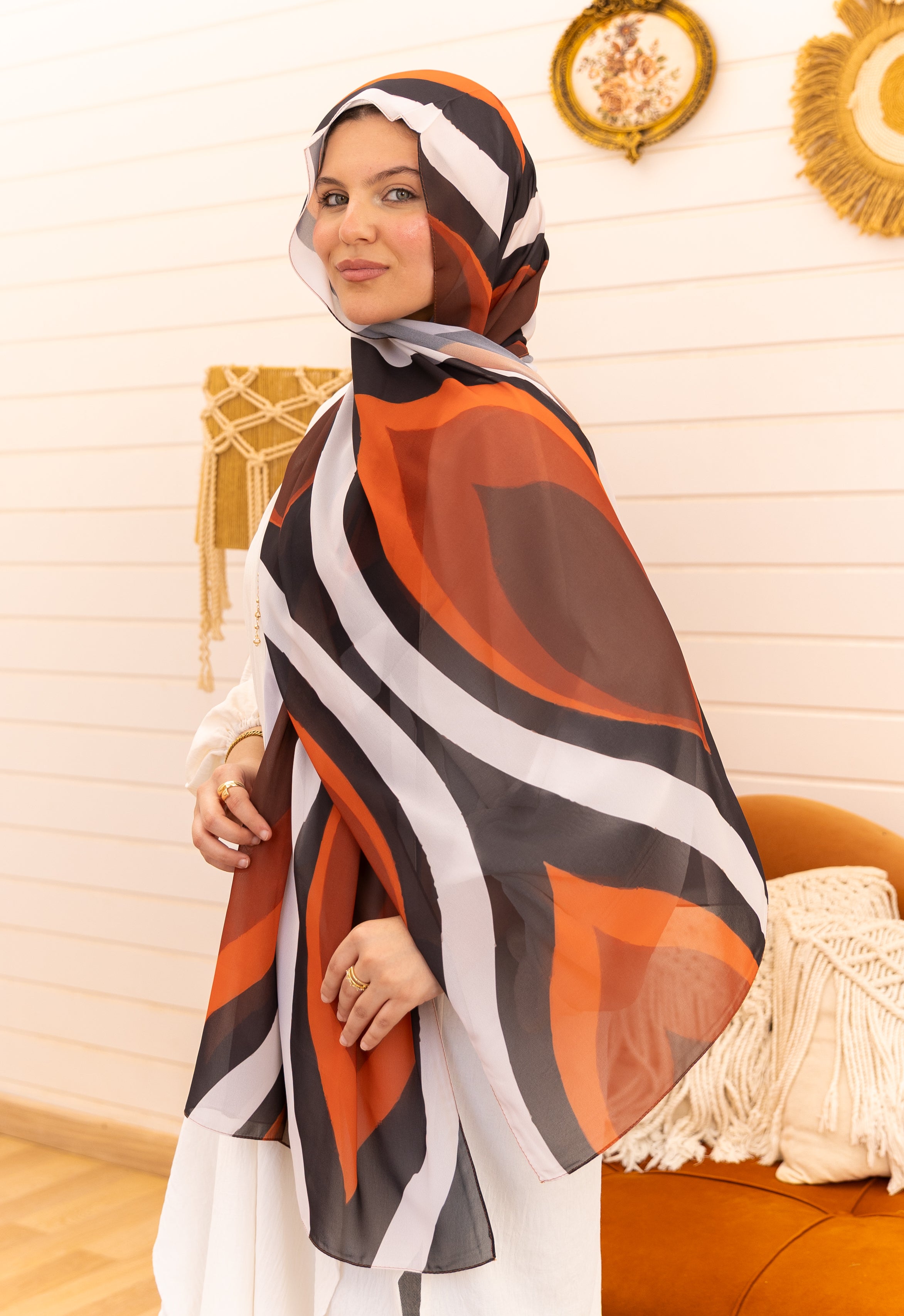 Sunset noir —      Sunset glow. Noir mood. Premium Turkish chiffon