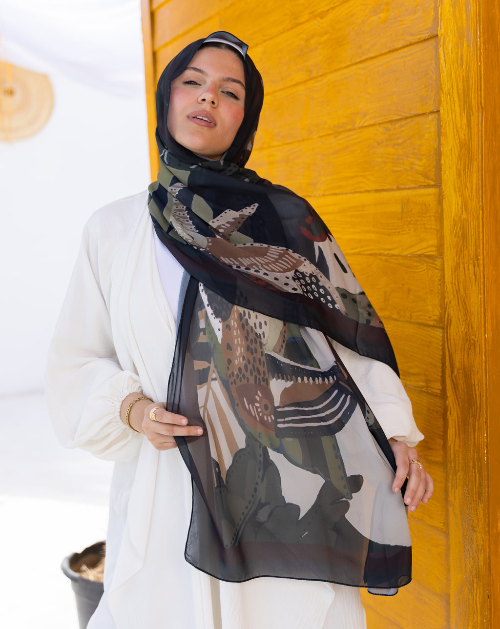 Graphite —     Graphic mood. Premium Turkish chiffon. Effortless statement