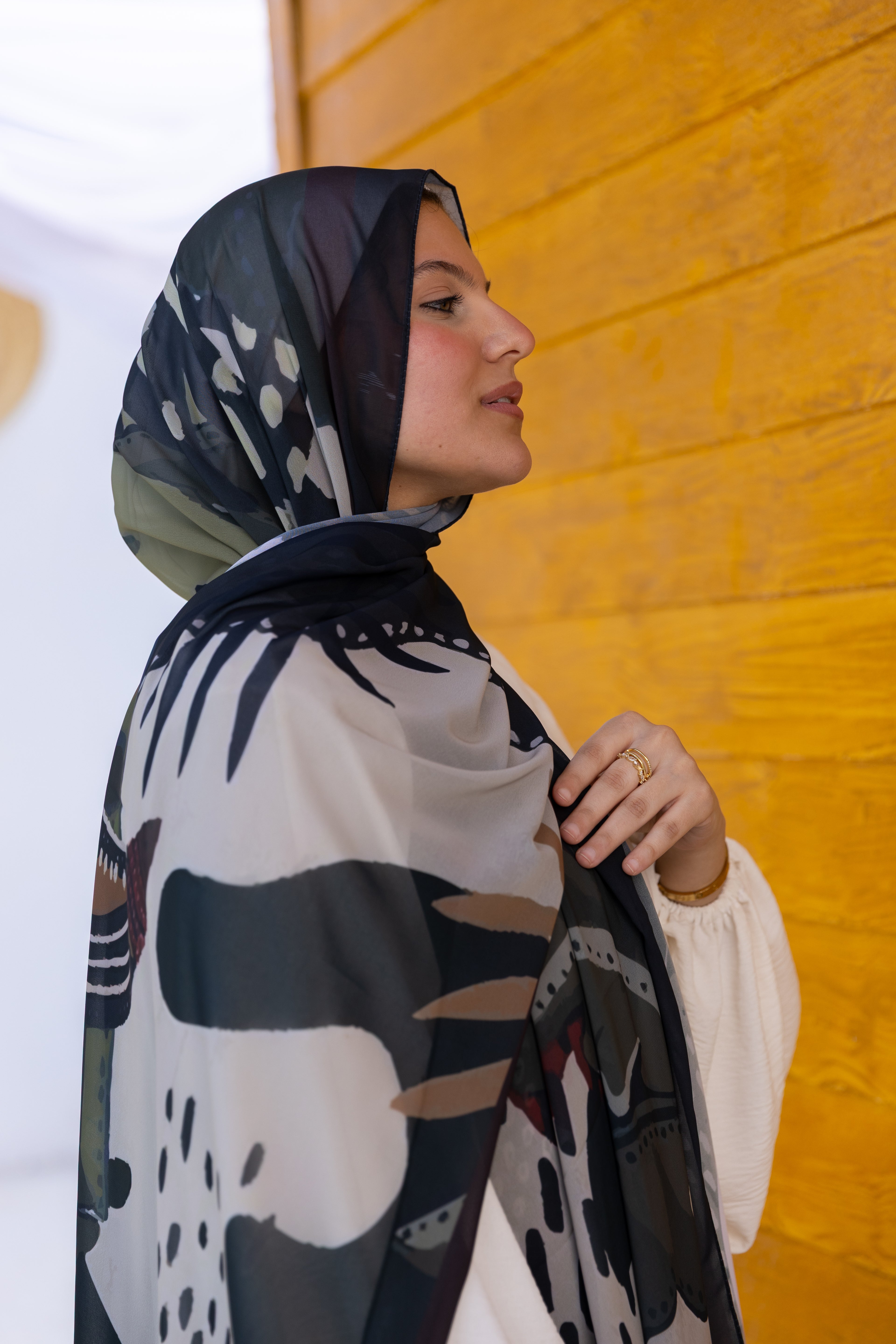 Graphite —     Graphic mood. Premium Turkish chiffon. Effortless statement