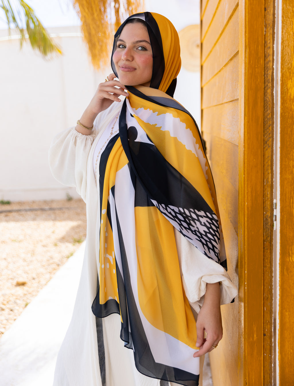 Golden Hour —     Where sunshine meets elegance — soft Turkish chiffon made for your golden moments