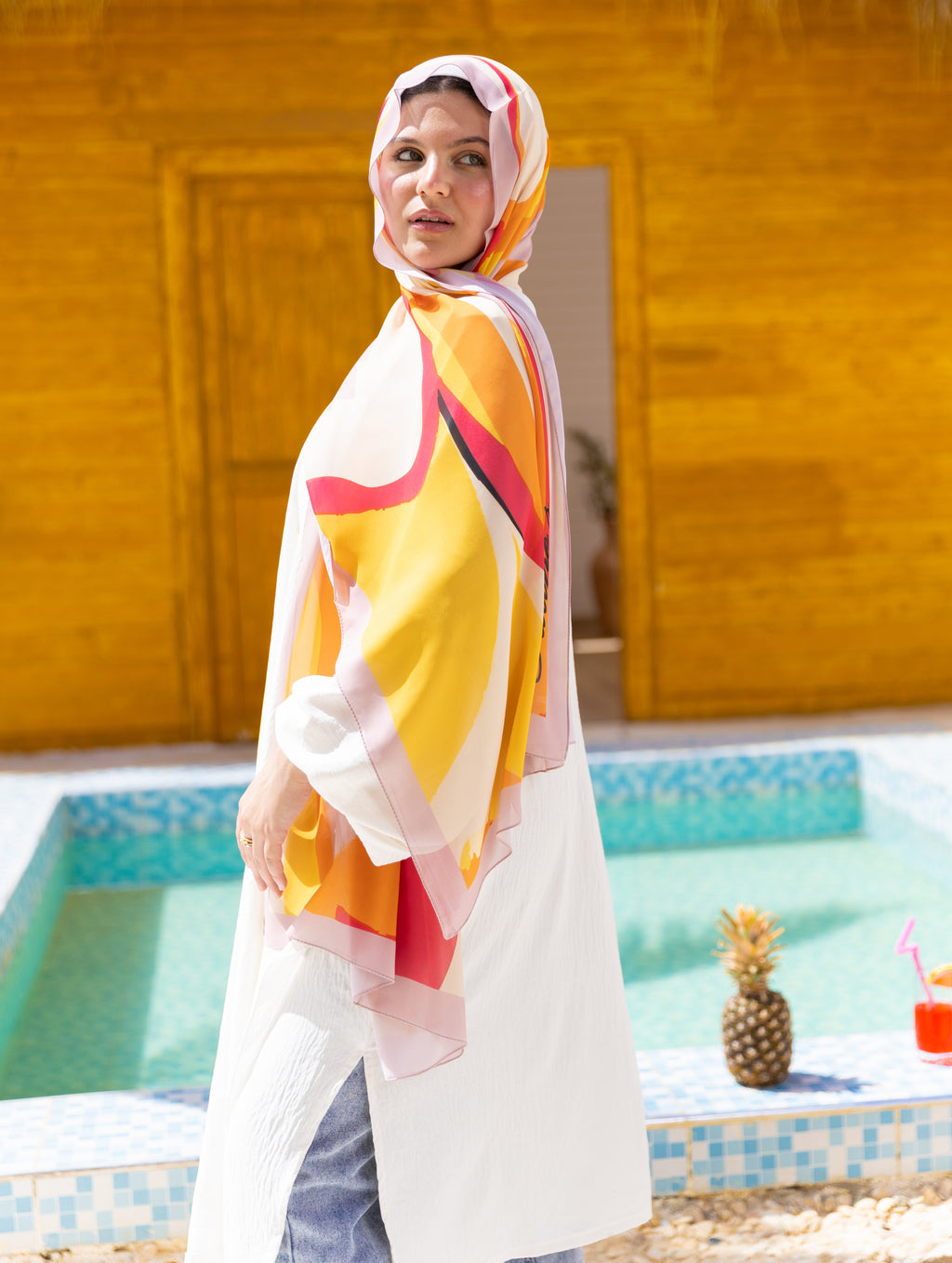 Golden Mango —     Sweet summer vibes, warm shades, and premium Turkish chiffon for your perfect glow