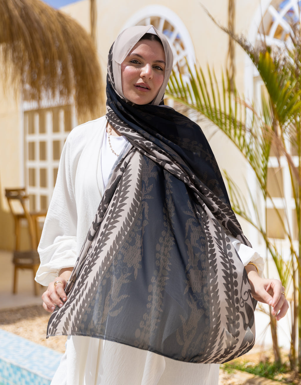 Royal Ink —     Soft Turkish chiffon with luxurious tones designed for a bold yet elegant look.