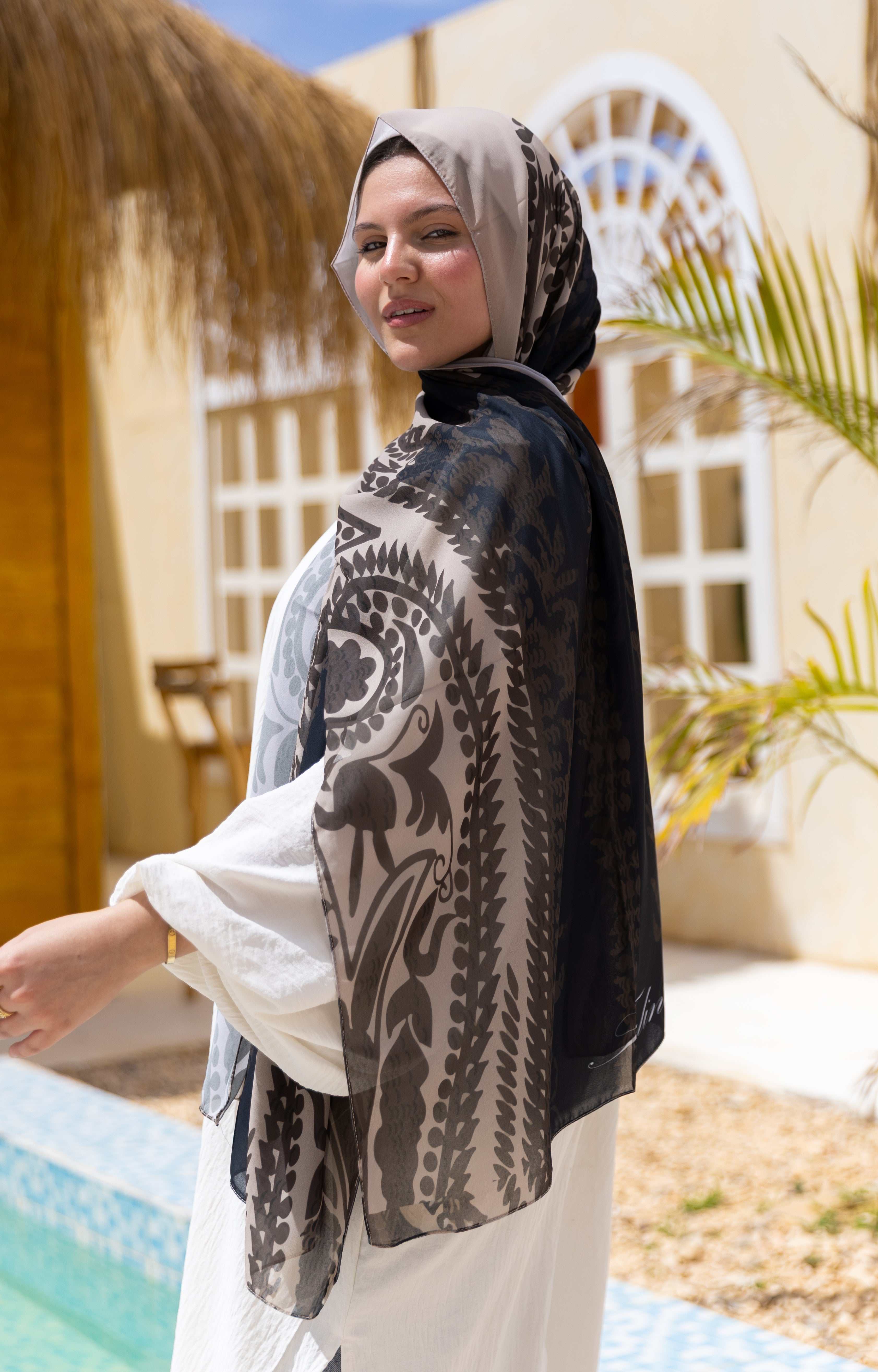 Royal Ink —     Soft Turkish chiffon with luxurious tones designed for a bold yet elegant look.
