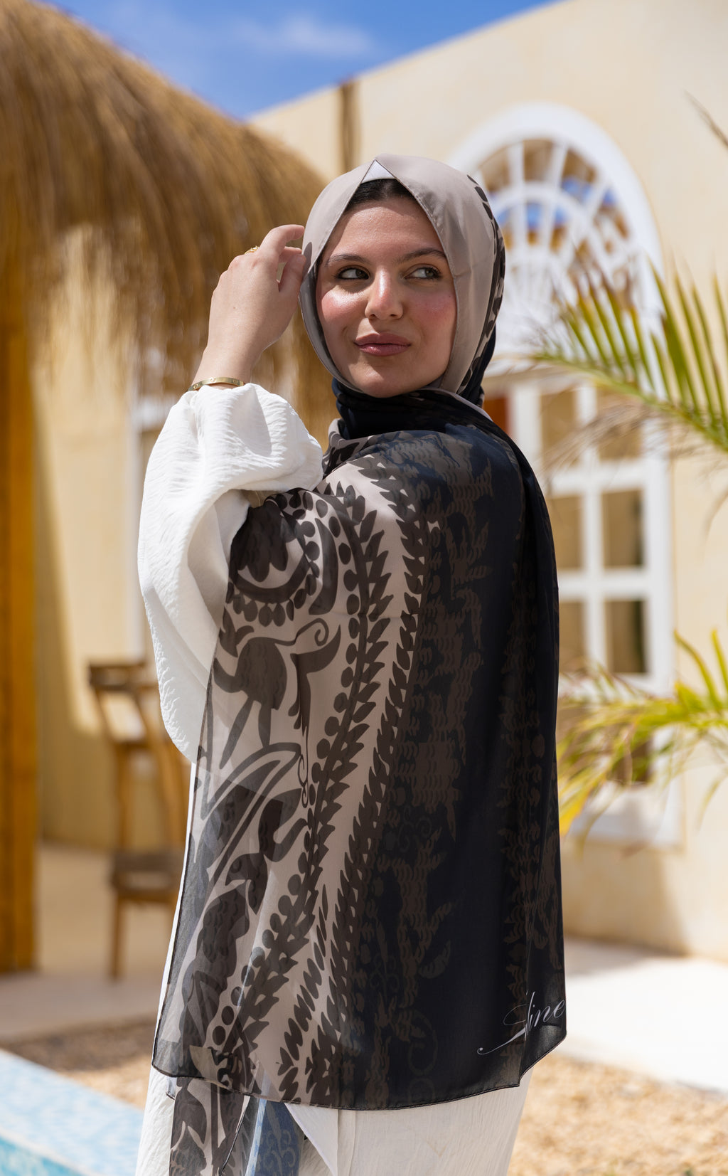 Royal Ink —     Soft Turkish chiffon with luxurious tones designed for a bold yet elegant look.