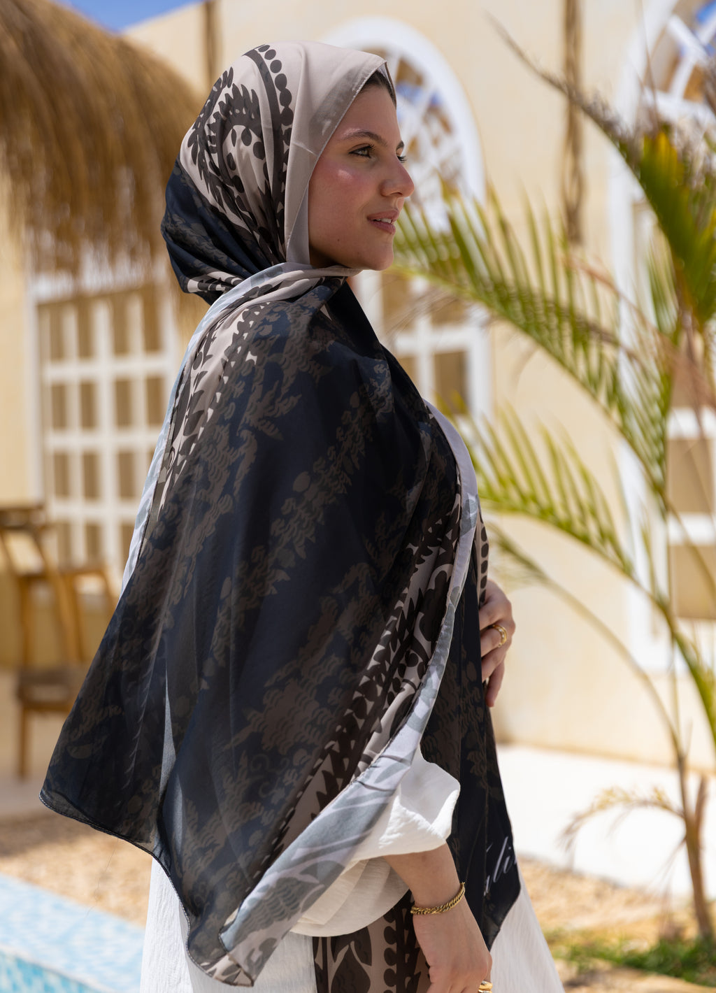Royal Ink —     Soft Turkish chiffon with luxurious tones designed for a bold yet elegant look.